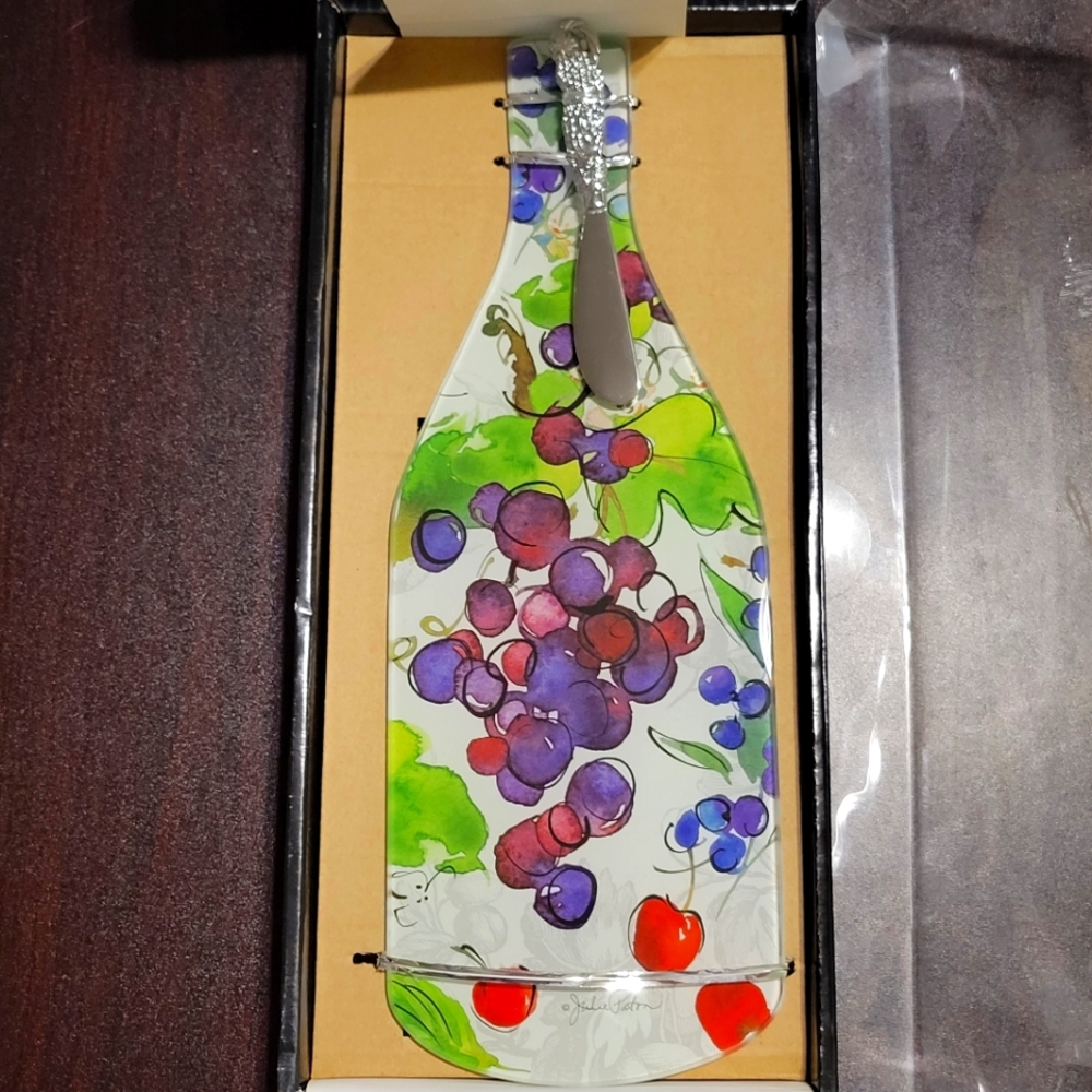Disney Wine Bottle Glass Cheese Board Server with Spreader